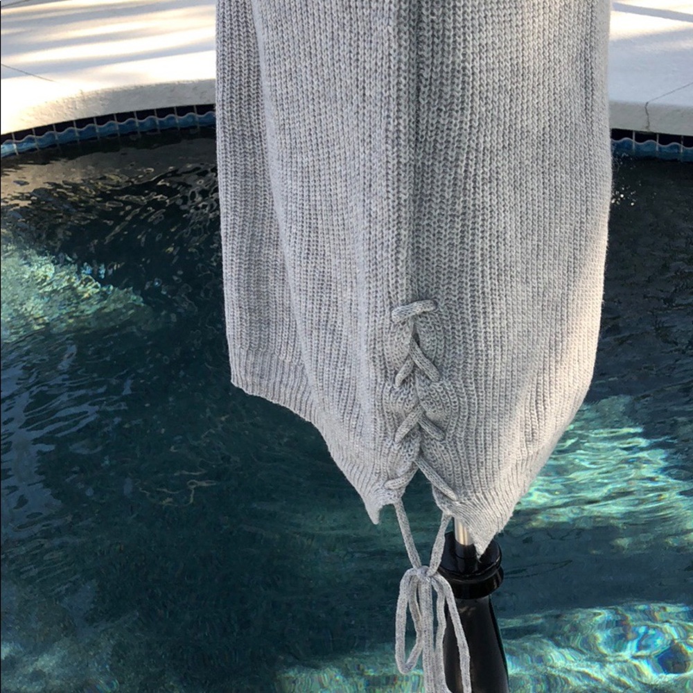 LAST ONE MED Grey cold shoulder halter sweater. - Picture 8 of 8